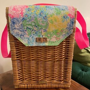 Lily Pulitzer rattan/wicker picnic basket bag